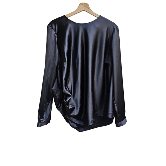 Universal Standard Tops - Universal Standard Black Satin Shirt with Zipper Back Detail, Size Medium